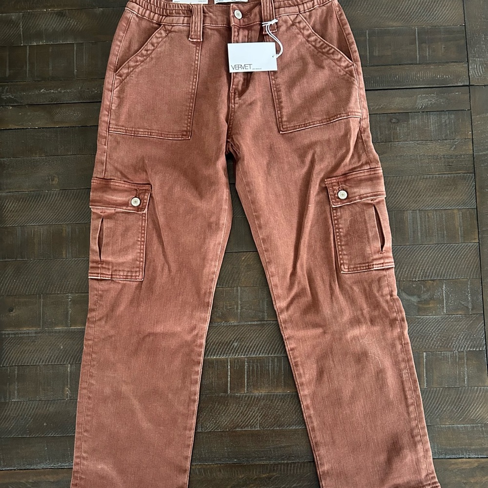 VERVET BY FLYING MONKEY Women's Brown Ankle Utility Jeans